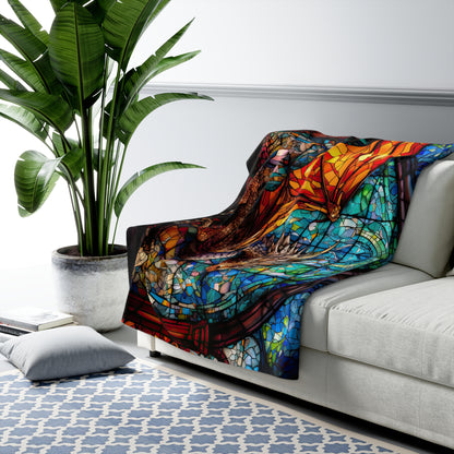 Stained Glass Dragon- Sherpa Fleece Blanket