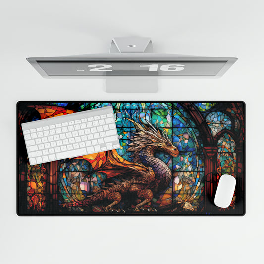 Winged Dragon Stained Glass- Desk Mat