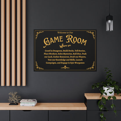 Board Game Room Sign- Canvas Gallery Print