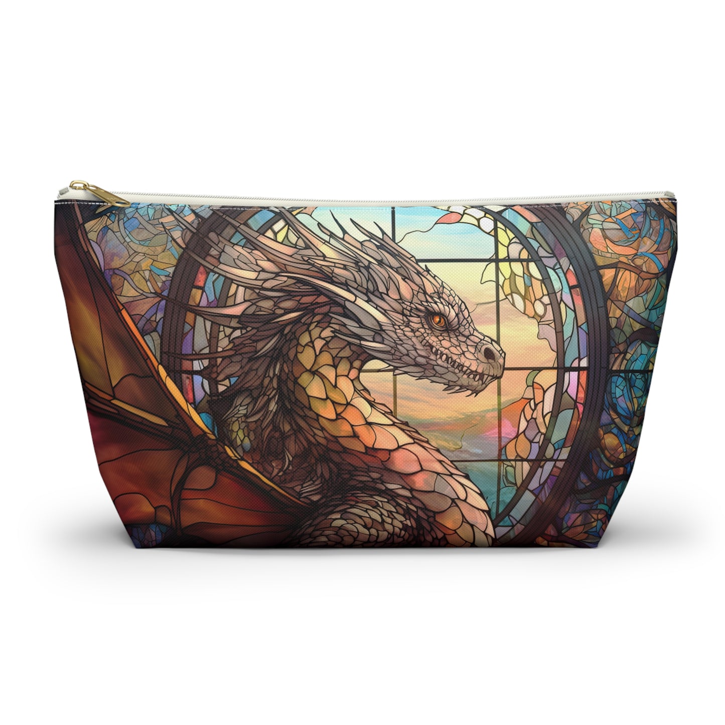 Elegant Stained Glass Dragon- Zippered Pouch