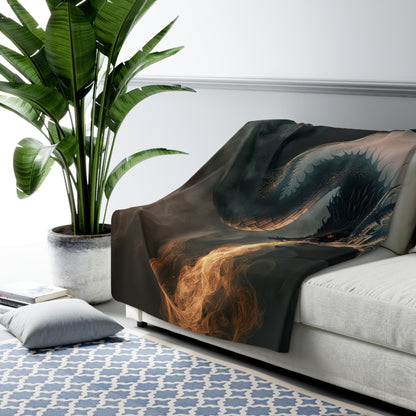 Fire Breathing Dragon- Sherpa Fleece Blanket