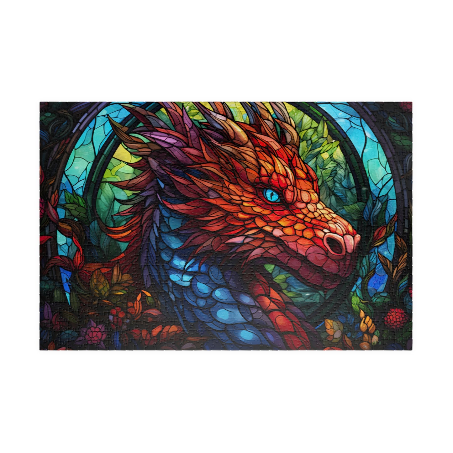 Red Dragon Stained Glass- Jigsaw Puzzle