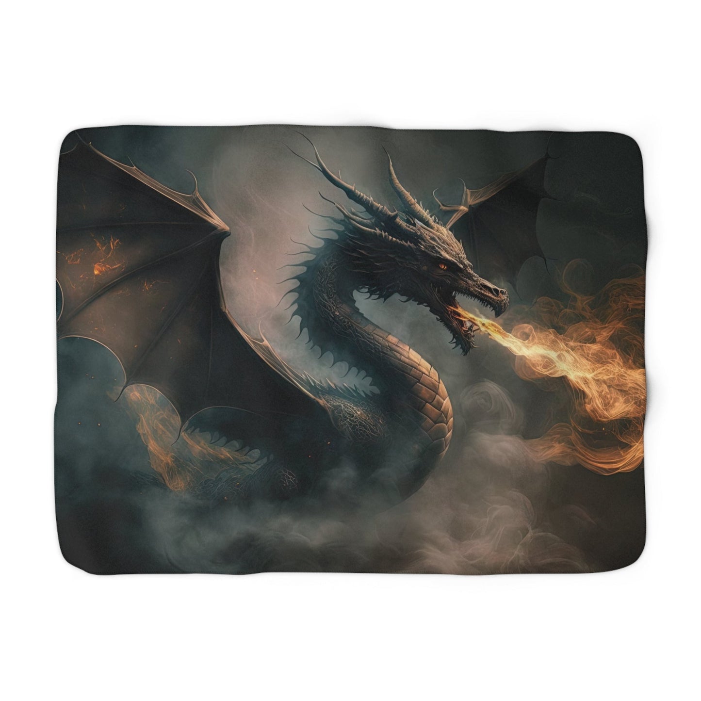 Fire Breathing Dragon- Sherpa Fleece Blanket