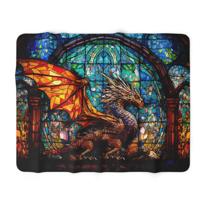 Stained Glass Dragon- Sherpa Fleece Blanket