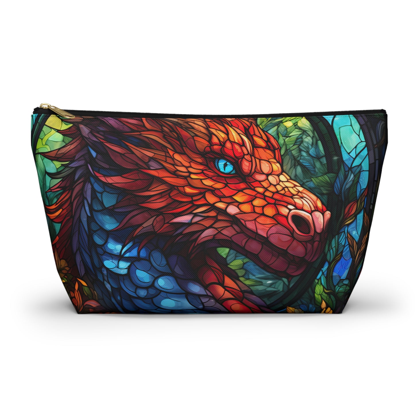 Stained Glass Red Dragon- Zippered Dice Pouch