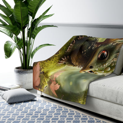 Green Baby Dragon- Sherpa Fleece Blanket