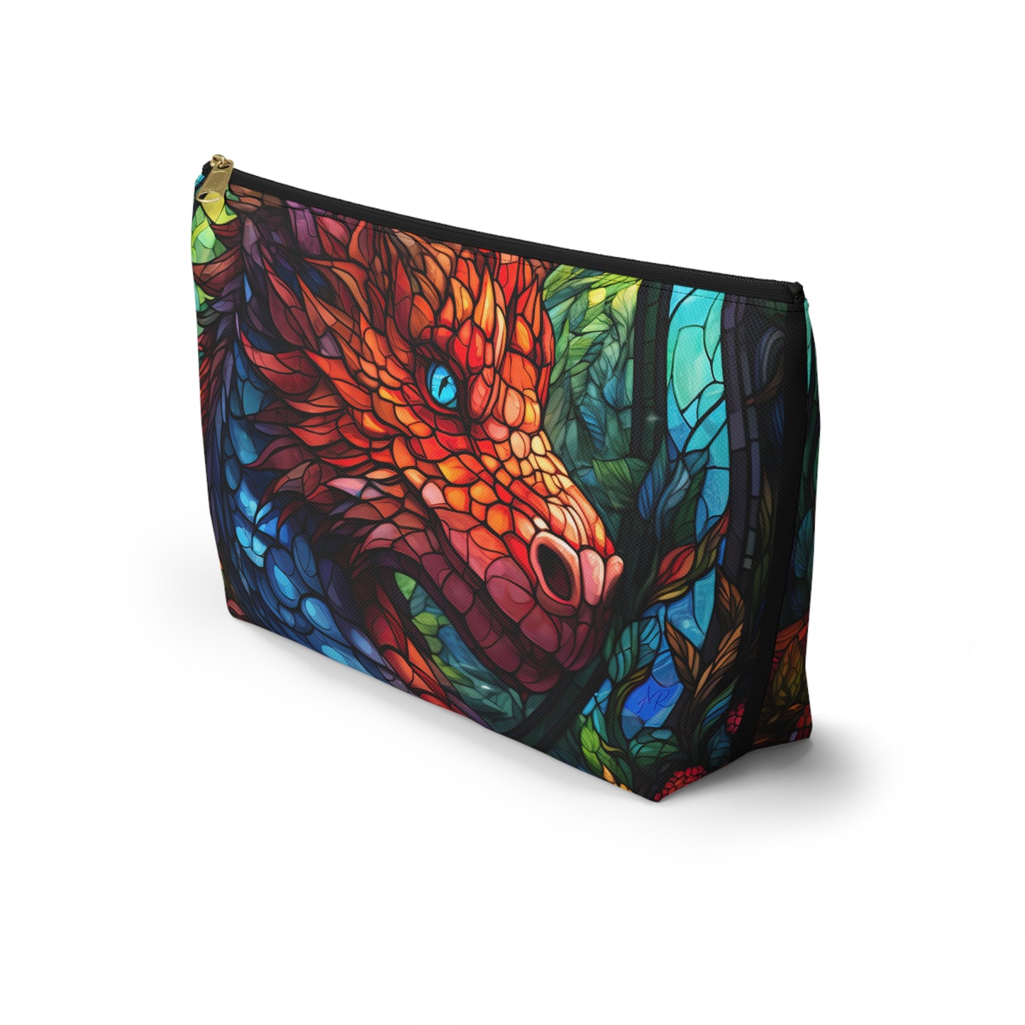 Stained Glass Red Dragon- Zippered Dice Pouch