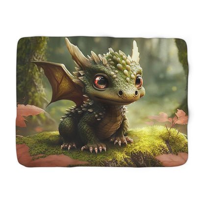 Green Baby Dragon- Sherpa Fleece Blanket