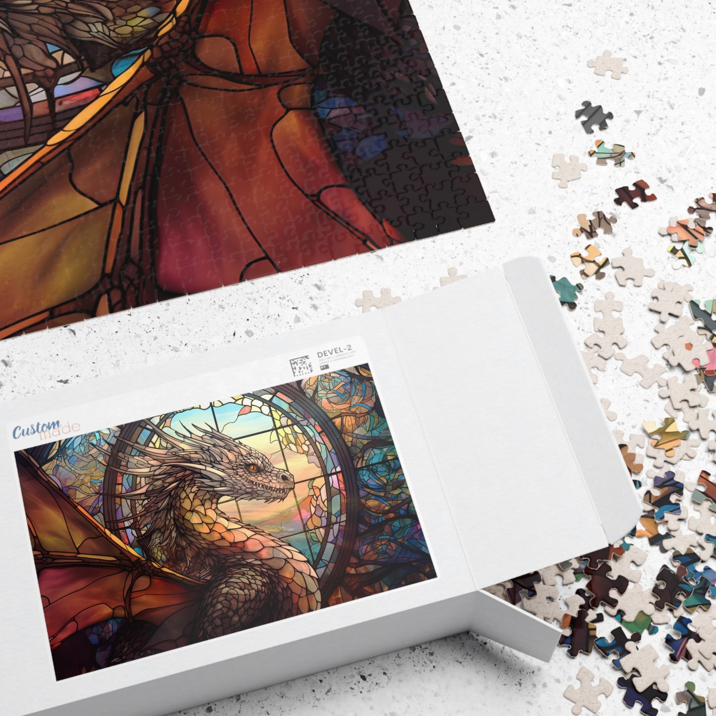 Fantasy Dragon Stained Glass Window- Jigsaw Puzzle