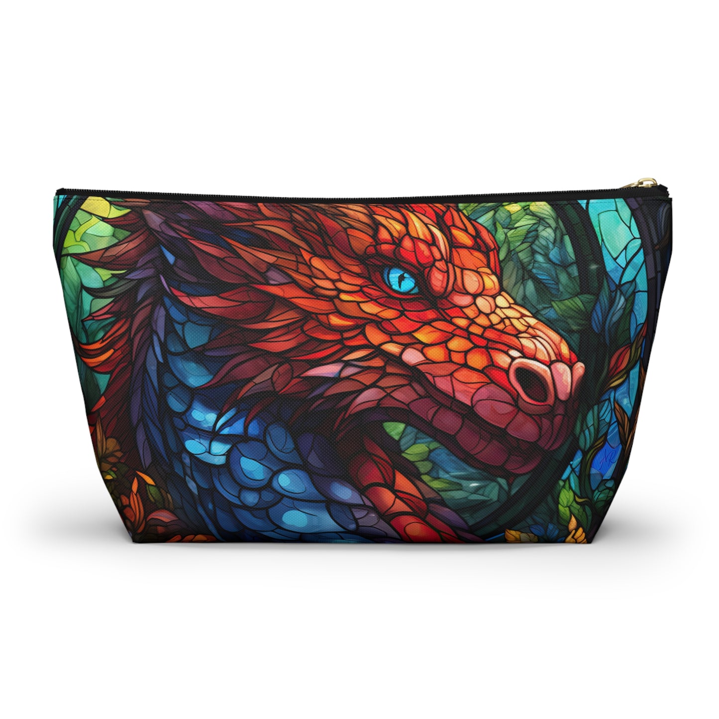 Stained Glass Red Dragon- Zippered Dice Pouch