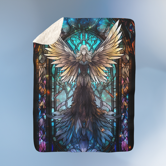 Gothic Angel Stained Glass Window- Sherpa Fleece Blanket