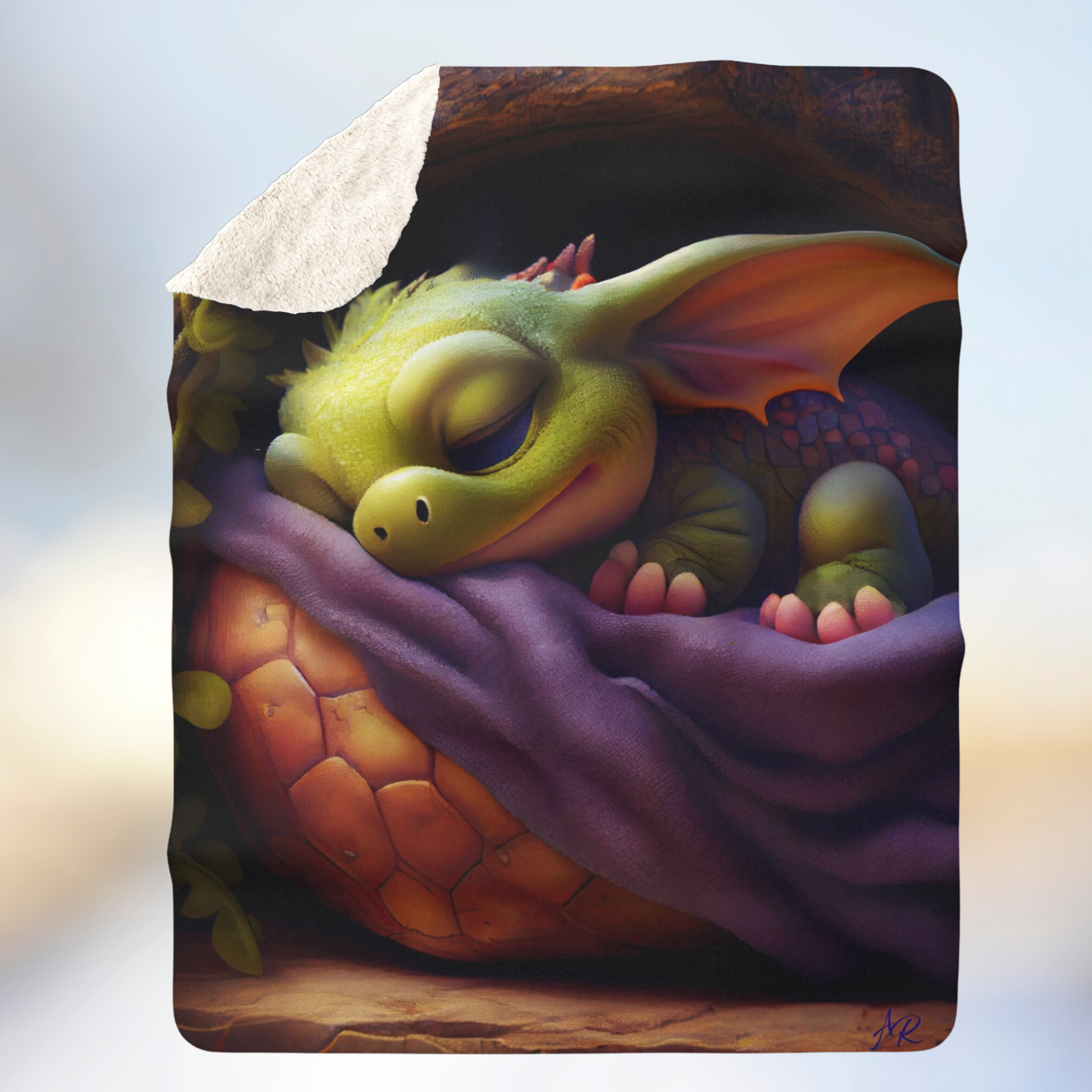 Sleeping Baby Dragon- Sherpa Fleece Blanket