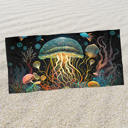 Giant Glowing Jellyfish- Beach Towel