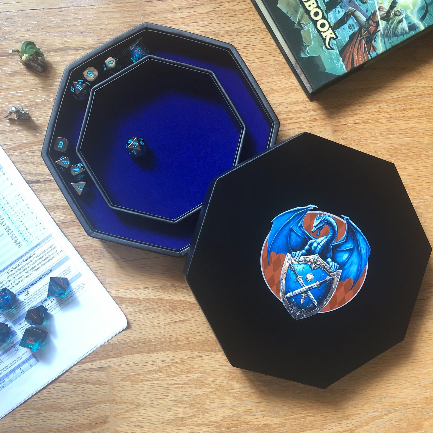 Dice Rolling Tray- Dragon and Shield