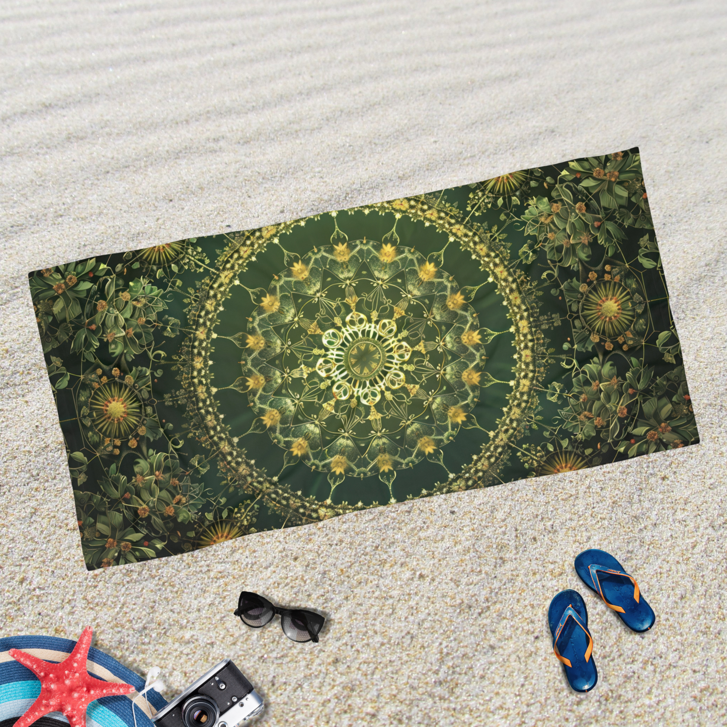 Green Mandala- Beach Towel