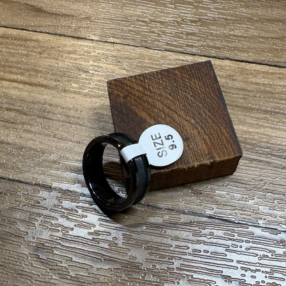 Custom Black Ceramic and Cocobolo Wood Ring Size 9.5