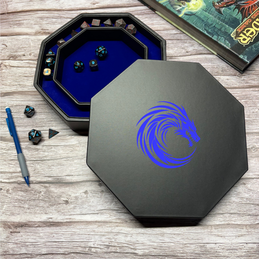 Dice Rolling Tray- Coiled Blue Dragon