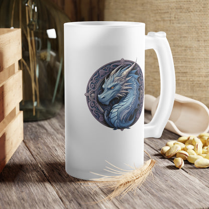 Blue Dragon- Frosted Glass Beer Mug