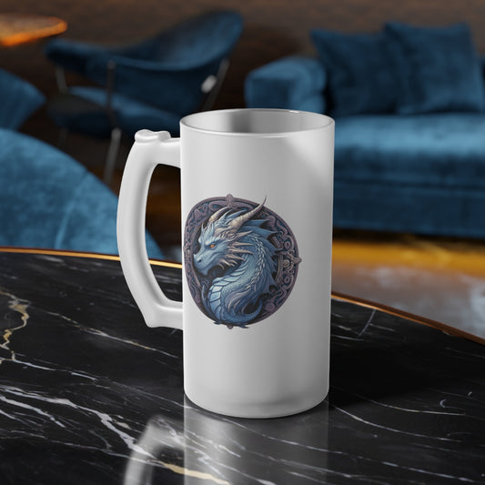 Blue Dragon- Frosted Glass Beer Mug