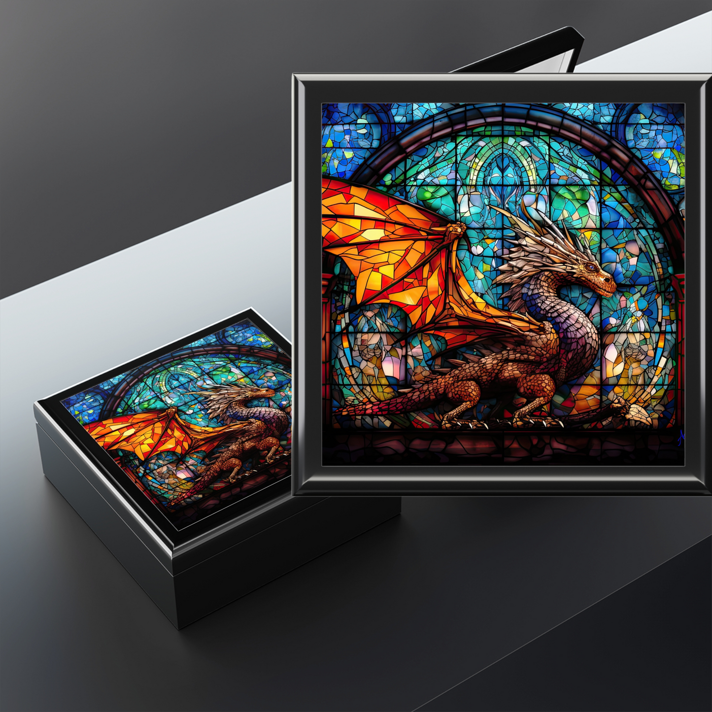 Stained Glass Dragon- Storage/Dice Box