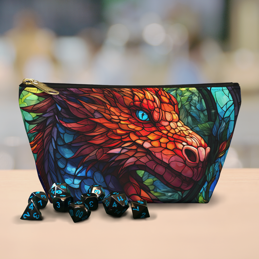 Stained Glass Red Dragon- Zippered Dice Pouch
