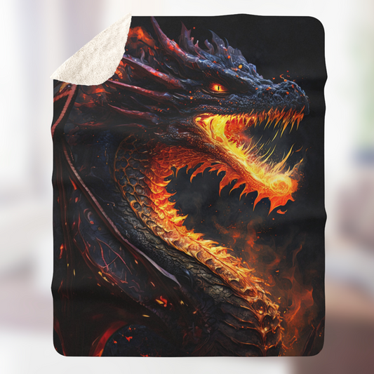 Fire Dragon- Sherpa Fleece Blanket