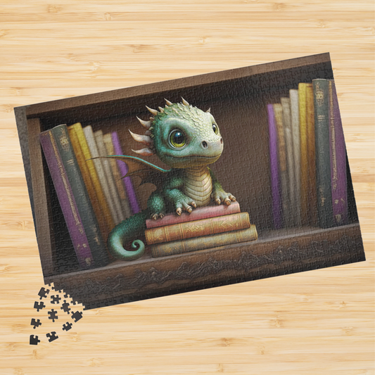 Baby Dragon on Shelf- Jigsaw Puzzle