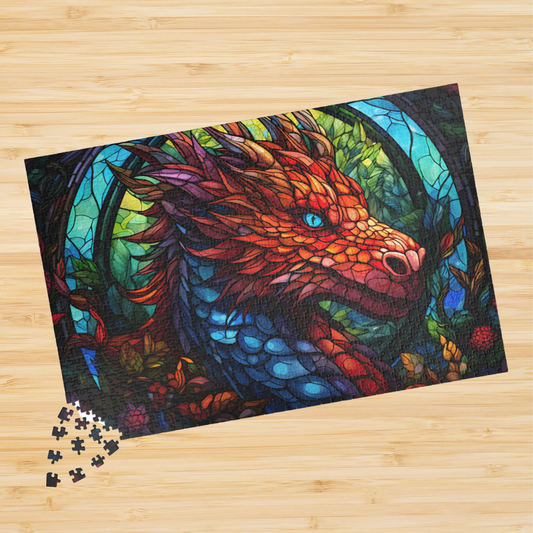 Red Dragon Stained Glass- Jigsaw Puzzle