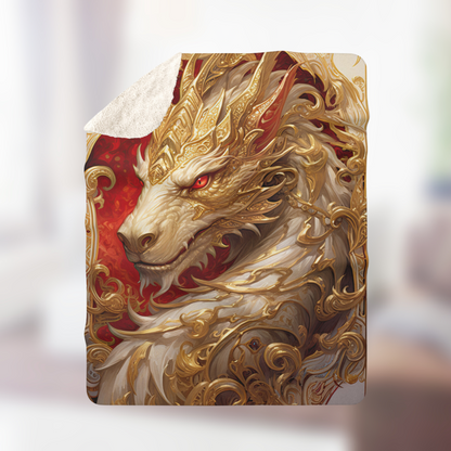 White Dragon- Sherpa Fleece Blanket