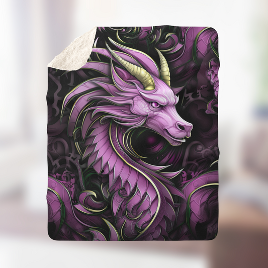 Pink Dragon- Sherpa Fleece Blanket