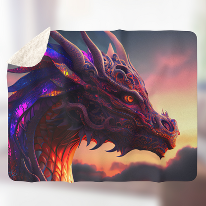 Red Dragon Head- Sherpa Fleece Blanket