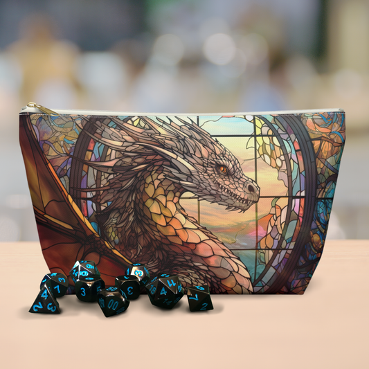 Elegant Stained Glass Dragon- Zippered Pouch