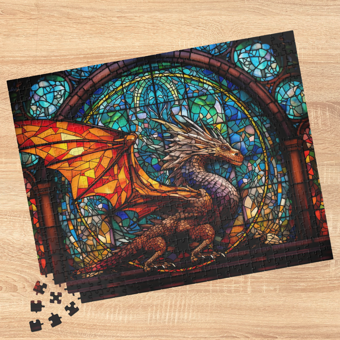 Stained Glass Dragon- Jigsaw Puzzle