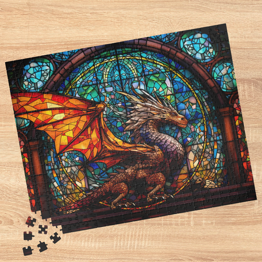 Stained Glass Dragon- Jigsaw Puzzle