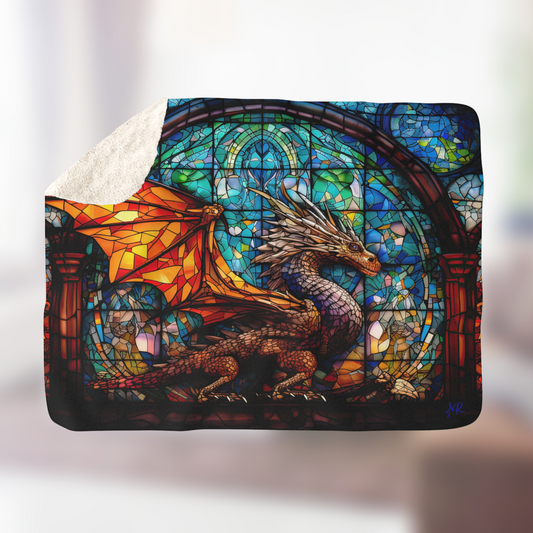 Stained Glass Dragon- Sherpa Fleece Blanket