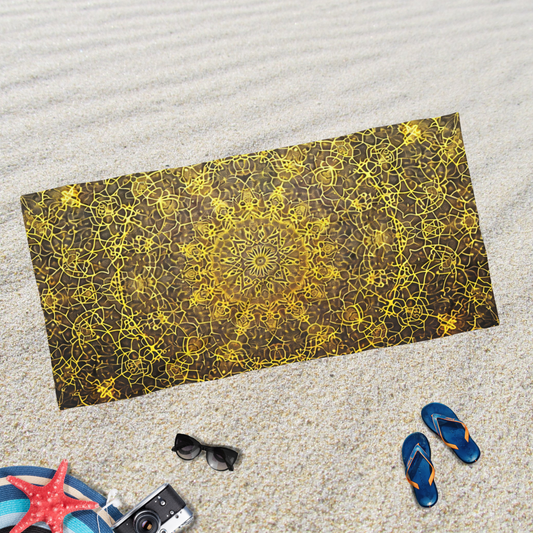 Sunshine Yellow Mandala- Beach Towel