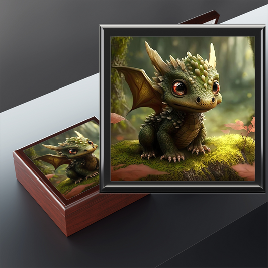 Baby Dragon in Forest- Storage/Dice Box