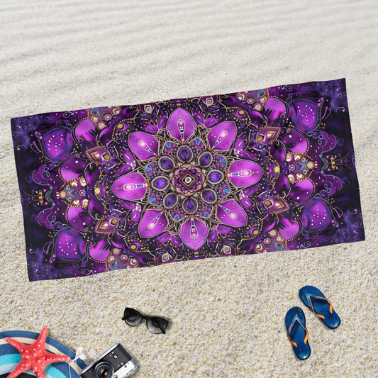 Vibrant Purple Mandala- Beach Towel