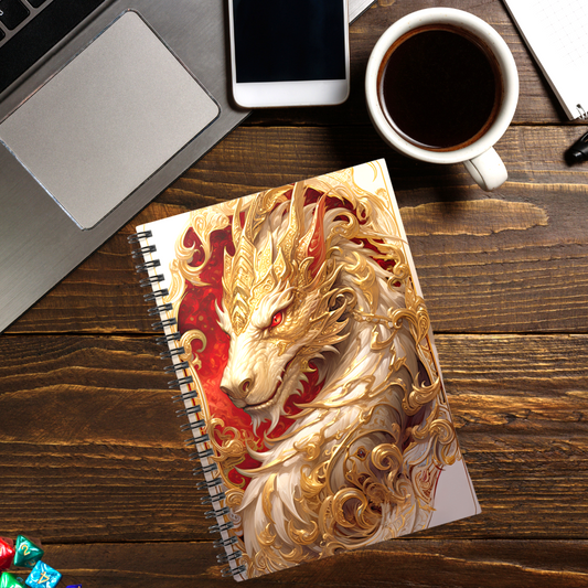 Elegant White Dragon- Spiral Notebook