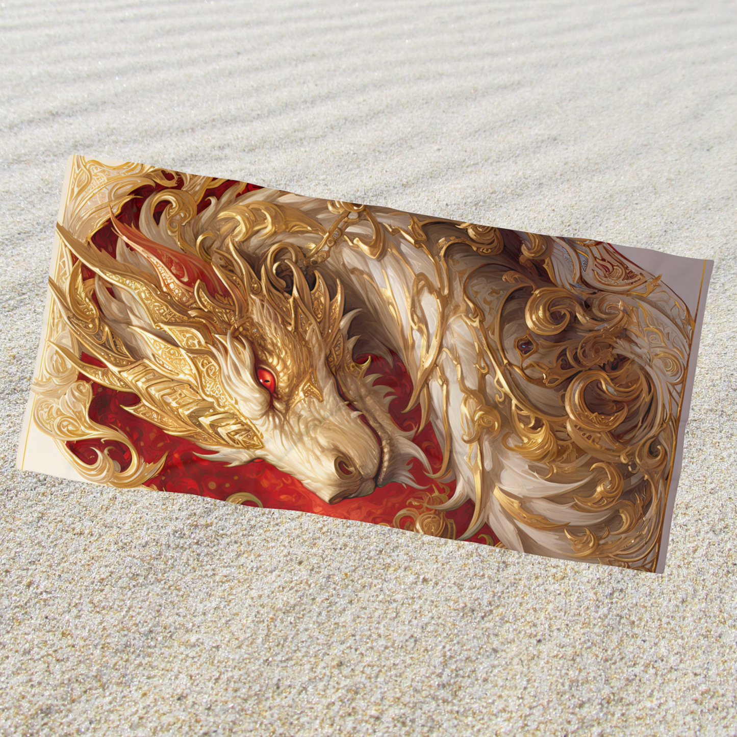 White Dragon- Beach Towel