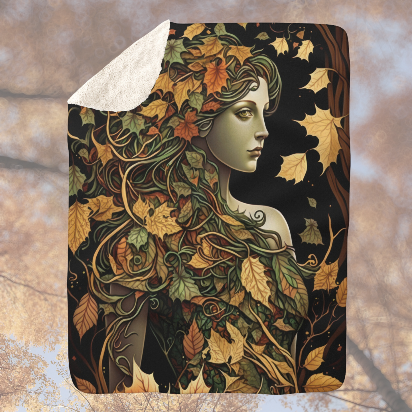 Autumn Maiden- Sherpa Fleece Blanket