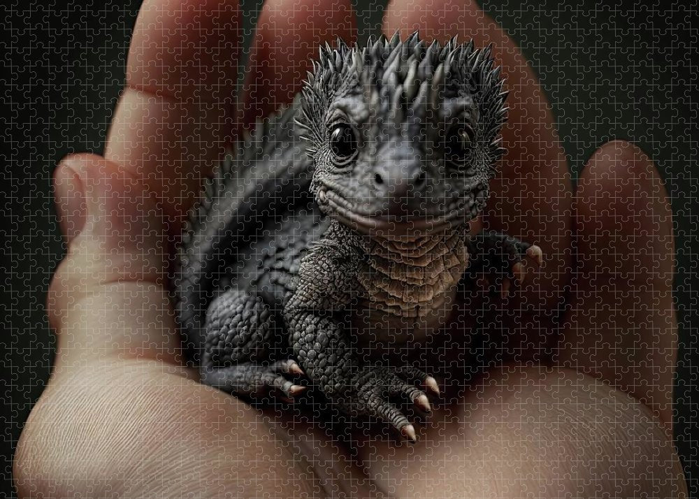 Baby Dragon in Palm - Premium Puzzle