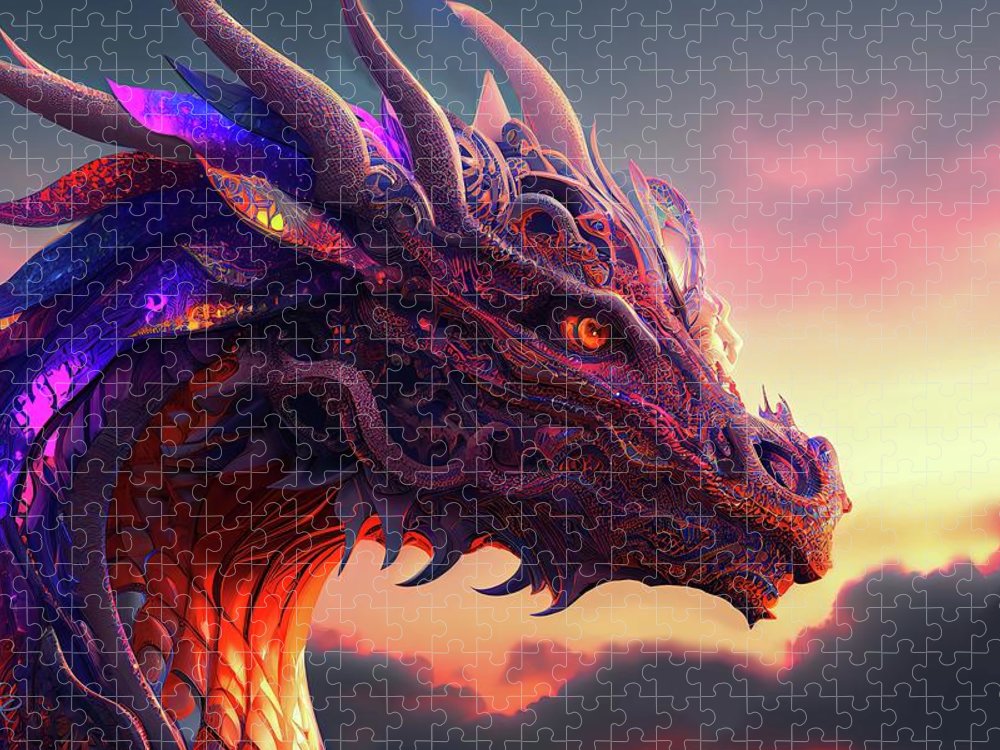 Colorful Intricate Dragon - Premium Puzzle
