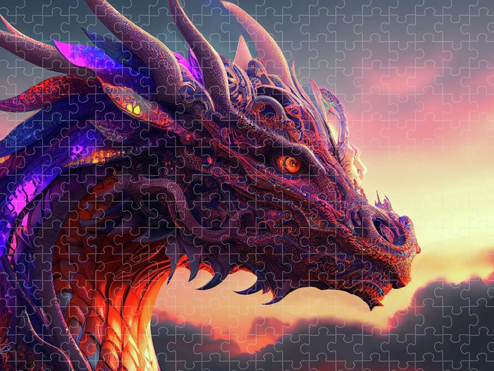 Colorful Intricate Dragon - Premium Puzzle
