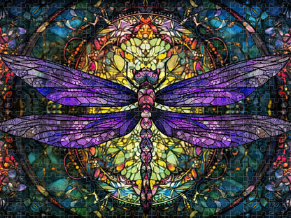 Dragonfly Stained Glass Window - Premium Puzzle