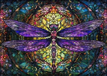 Dragonfly Stained Glass Window - Premium Puzzle