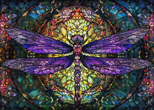 Dragonfly Stained Glass Window - Premium Puzzle