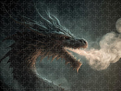 Fierce Dragon Blowing Smoke - Premium Puzzle