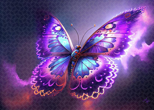 Purple Butterfly in Clouds - Premium Puzzle