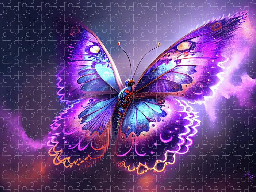 Purple Butterfly in Clouds - Premium Puzzle